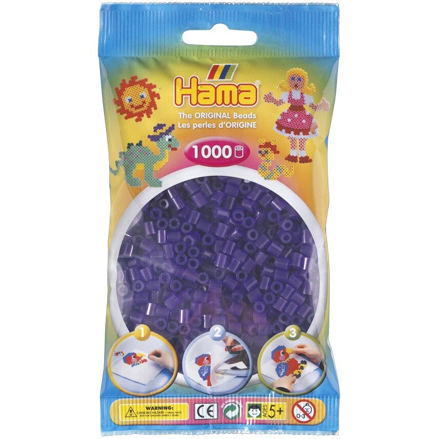 Margele de calcat HAMA MIDI MOV Transparent, 1000 buc in pungulita