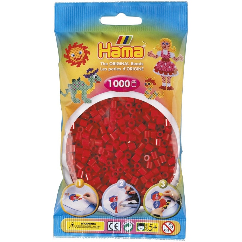 Margele de calcat HAMA MIDI Rosu inchis, 1000 buc in pungulita