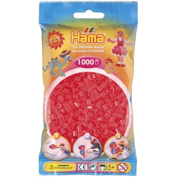 Margele de calcat HAMA MIDI Rosu Neon, 1000 buc in pungulita Margele de calcat HAMA MIDI Rosu Neon, 1000 buc in pungulita