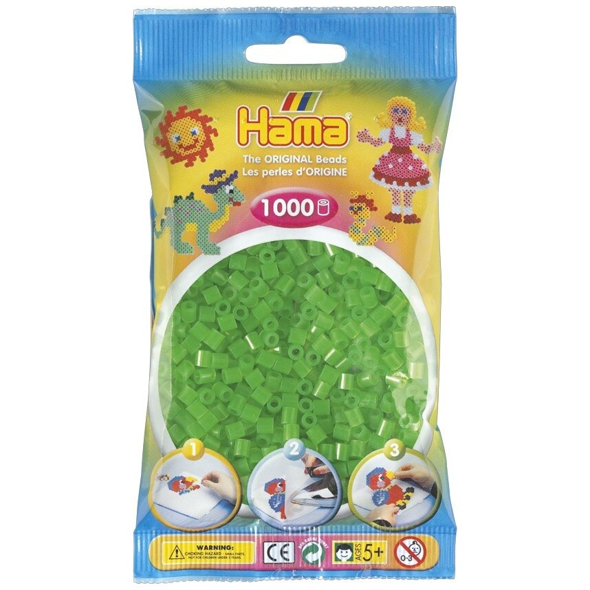Margele de calcat HAMA MIDI VERDE NEON in pungulita 1000 buc