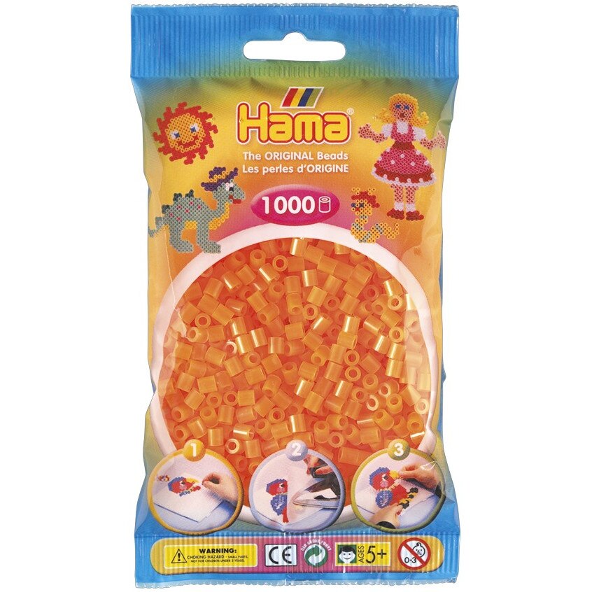 Margele de calcat HAMA MIDI Portocaliu Neon, 1000 buc in pungulita