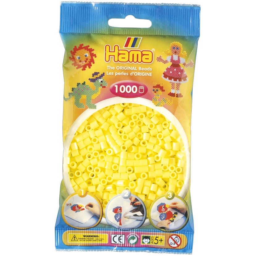 Margele de calcat HAMA MIDI Galben Pastel, 1000 buc in pungulita