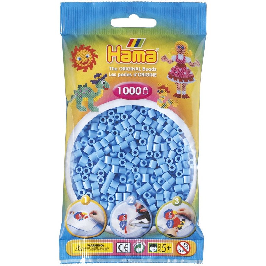 Margele de calcat HAMA MIDI Albastru Pastel, 1000 buc in pungulita