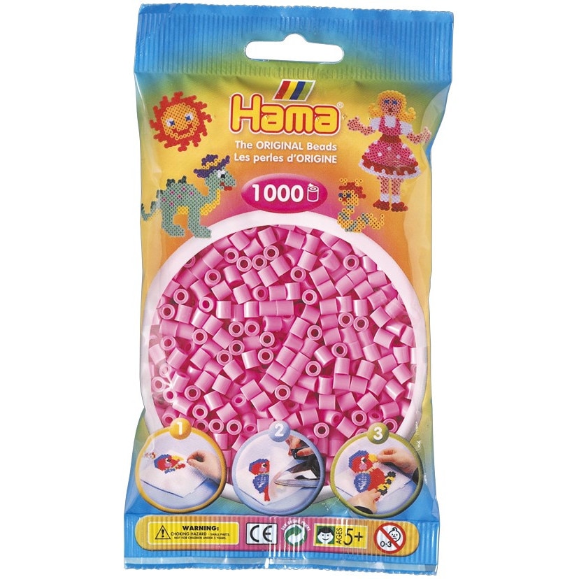 Margele de calcat HAMA MIDI Roz Pastel, 1000 buc in pungulita