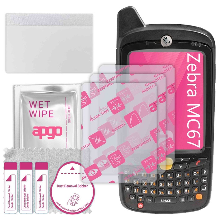 3x apgo Ultra-Clear Hybrid sticla protectoare compatibila cu Zebra MC67, sticla nano flexibila, inlocuire excelenta pentru sticla temperata, rezistenta la zgarieturi
