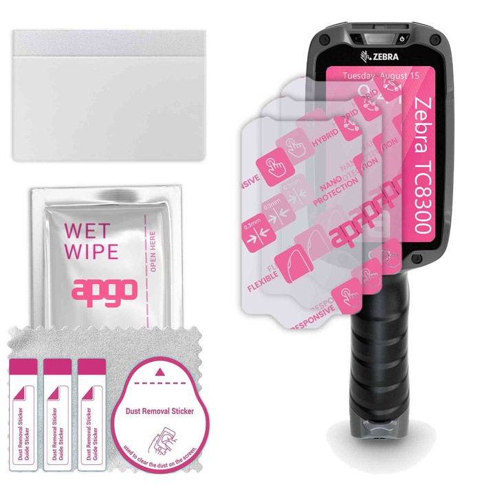 3x apgo Ultra-Clear Hybrid sticla protectoare compatibila cu Zebra TC8300, sticla nano flexibila, inlocuire excelenta pentru sticla temperata, rezistenta la zgarieturi