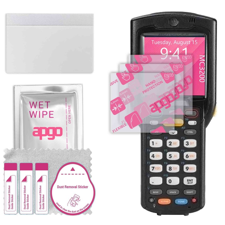 3x apgo Ultra-Clear Hybrid sticla protectoare compatibila cu Zebra MC3200, sticla nano flexibila, inlocuire excelenta pentru sticla temperata, rezistenta la zgarieturi