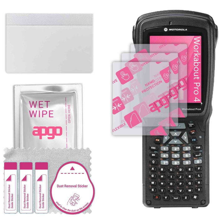 3x apgo Ultra-Clear Hybrid sticla protectoare compatibila cu Zebra Workabout Pro 4, sticla nano flexibila, inlocuire excelenta pentru sticla temperata, rezistenta la zgarieturi