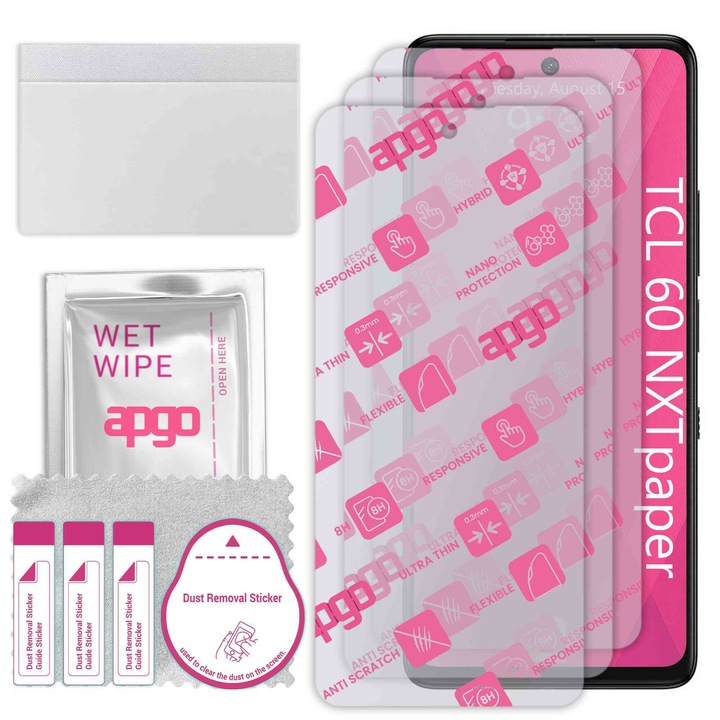 3x apgo Ultra-Clear Hybrid sticla protectoare compatibila cu TCL 60 NXTpaper, sticla nano flexibila, inlocuire excelenta pentru sticla temperata, rezistenta la zgarieturi