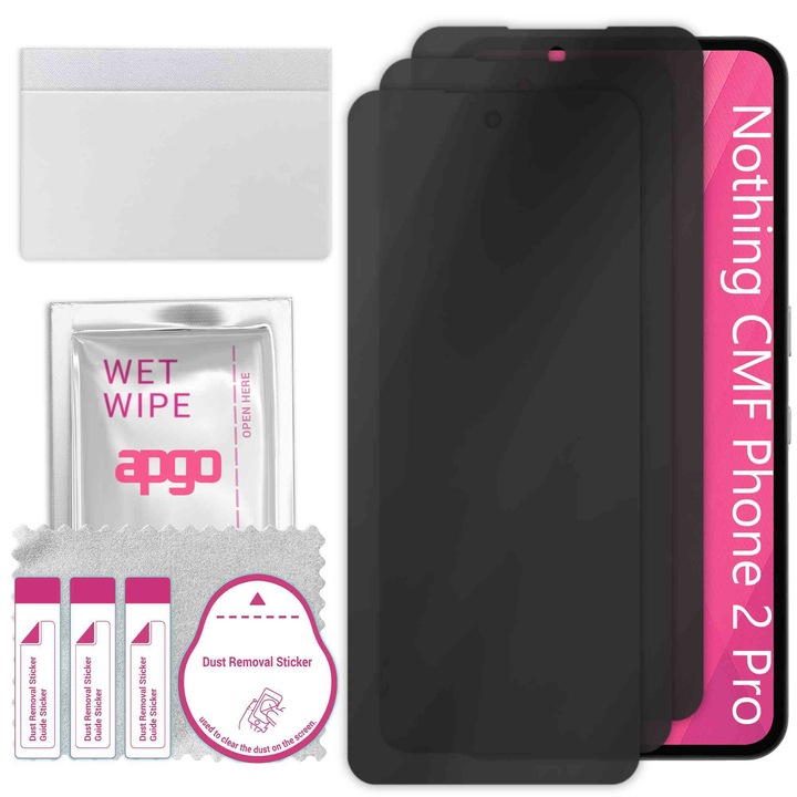 3x Sticla de protectie PRIVACY apgo pentru Nothing CMF Phone 2 Pro – sticla hibrid, full glue, flexible glass