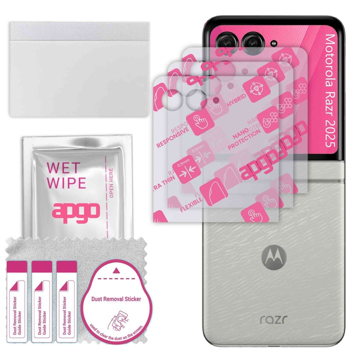 3x apgo Ultra-Clear Hybrid sticla protectoare compatibila cu Motorola Razr 2025, sticla nano flexibila, inlocuire excelenta pentru sticla temperata, rezistenta la zgarieturi