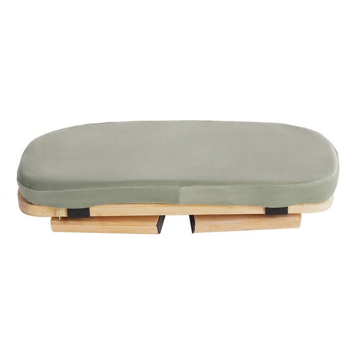 Bancă pliabilă pentru yoga și meditație, bambus, alb crem, 44x19x21 cm, capacitate maximă 180 kg