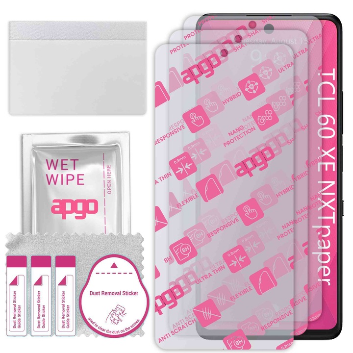 3x apgo Ultra-Clear Hybrid sticla protectoare compatibila cu TCL 60 XE NXTpaper, sticla nano flexibila, inlocuire excelenta pentru sticla temperata, rezistenta la zgarieturi