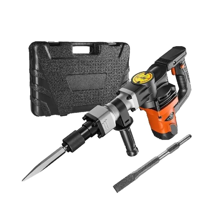 Ciocan rotopercutor, VEVOR, 1400W, 19J, 2900 BPM, cu 2 dalti, valiza de transport