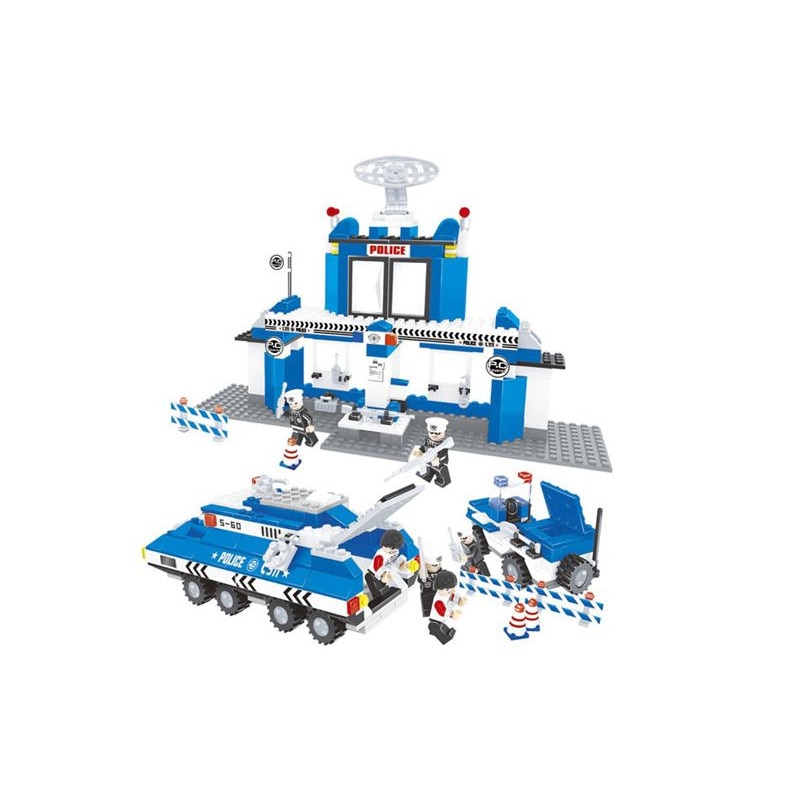 Set de constructie S-Kids Ausini Police , 567 piese, sectie de politie cu masini si scutieri, 6 ani +