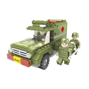 Set de constructie Ausini Army, 185 piese, ambulanta cu brancardieri, 6 ani + Set de constructie Ausini Army, 185 piese, ambulanta cu brancardieri, 6 ani +