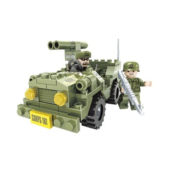 Set de constructie Ausini Army, 118 piese, masina militara cu soldati, 6 ani + Set de constructie Ausini Army, 118 piese, masina militara cu soldati, 6 ani +