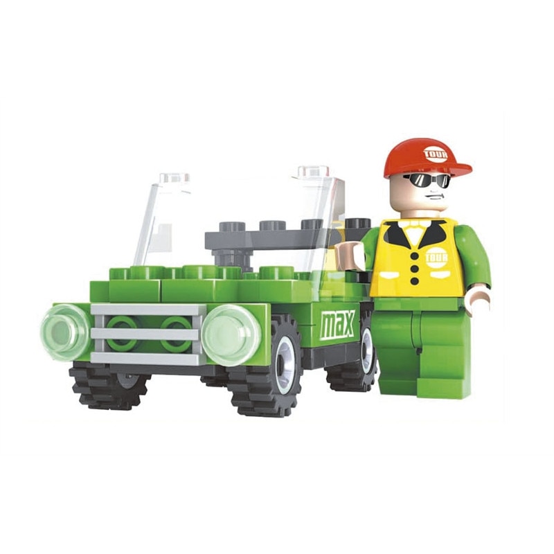 Set de constructie S-Kids Ausini City, 50 piese, masina cu sofer , 6 ani +