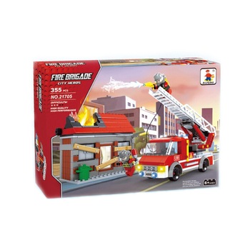 Set de constructie Ausini Fire Brigade, 355 piese, masina de pompieri, 6 ani + Set de constructie Ausini Fire Brigade, 355 piese, masina de pompieri, 6 ani +