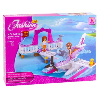 Set joc de constructie S-Kids Ausini Fashion Girls, Portul cu hidroavion, 161 piese, 3 ani + Set joc de constructie S-Kids Ausini Fashion Girls, Portul cu hidroavion, 161 piese, 3 ani +