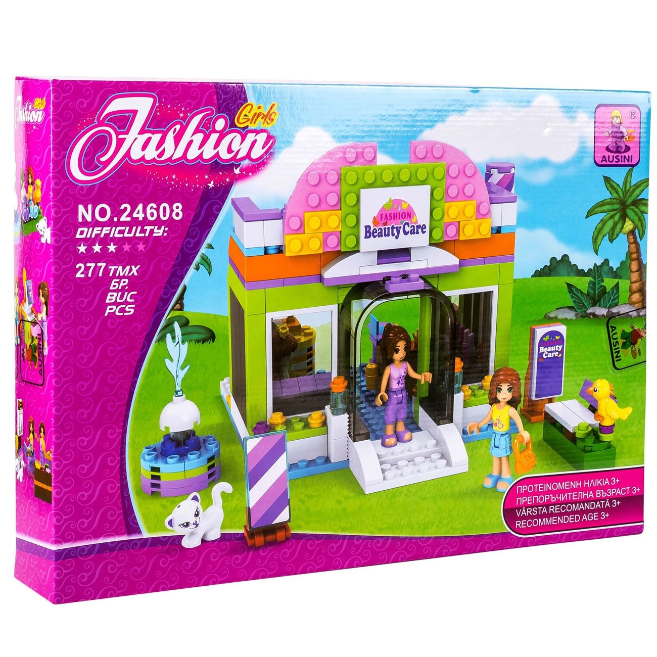 Set joc de constructie Ausini Fashion Girls, Frizeria Fahion, 277 piese, 3 ani +