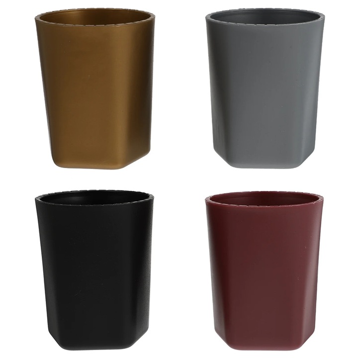 Set 4 pahare pentru zaruri YANYXR, plastic, negru argintiu auriu, 8.5x7x7cm