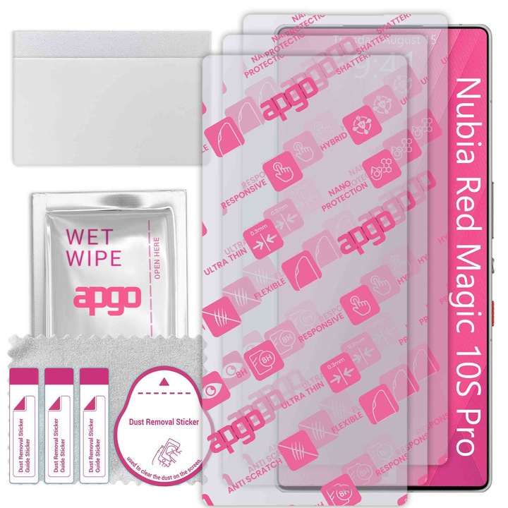 3x apgo Ultra-Clear Hybrid защитно стъкло, съвместимо с Nubia Red Magic 10S Pro, гъвкаво нано стъкло, отличен заместител на закалено стъкло, устойчиво на надраскване