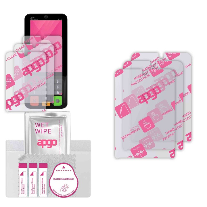 3x apgo Ultra-Clear Hybrid sticla protectoare compatibila cu Pax A35, sticla nano flexibila, inlocuire excelenta pentru sticla temperata, rezistenta la zgarieturi