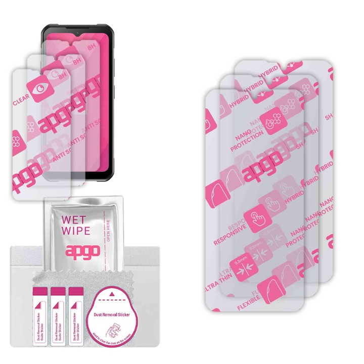 3x apgo Ultra-Clear Hybrid sticla protectoare compatibila cu Pax A6650, sticla nano flexibila, inlocuire excelenta pentru sticla temperata, rezistenta la zgarieturi