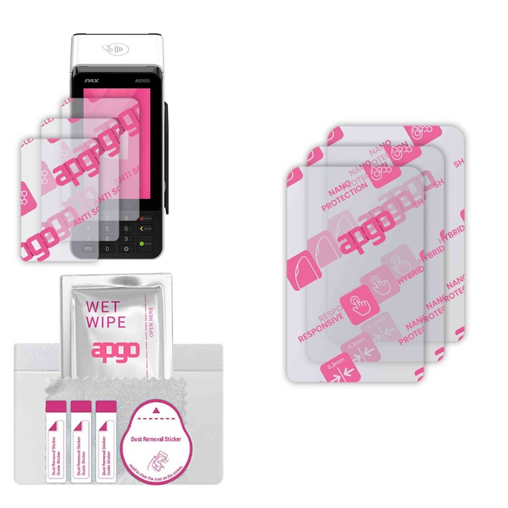3x apgo Ultra-Clear Hybrid sticla protectoare compatibila cu Pax 8900-Physical Keypad, sticla nano flexibila, inlocuire excelenta pentru sticla temperata, rezistenta la zgarieturi