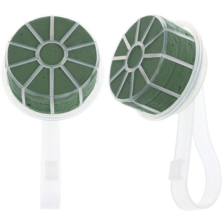Suport buchet de mireasa ZYBLSSBB LSM2xh7763-BCS0175216-1, din plastic cu burete floral, verde, set 2 buc, 18.5 x 10 x 7 cm