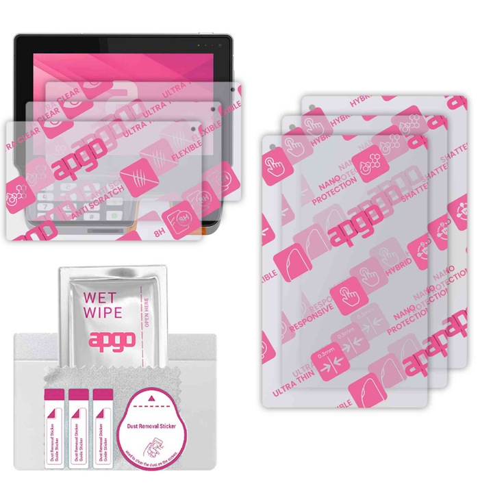 3x apgo Ultra-Clear Hybrid sticla protectoare compatibila cu Pax Aries 6, sticla nano flexibila, inlocuire excelenta pentru sticla temperata, rezistenta la zgarieturi