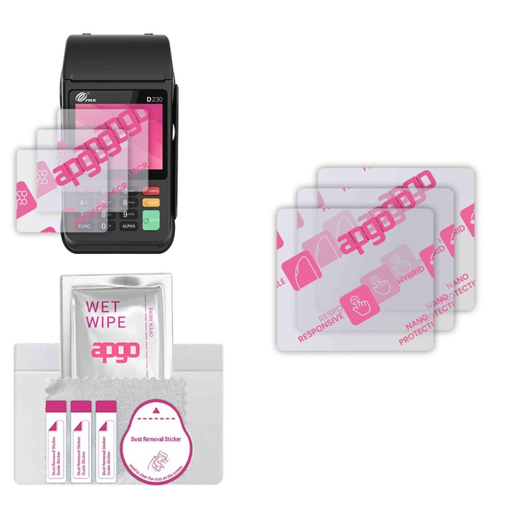 3x apgo Ultra-Clear Hybrid sticla protectoare compatibila cu Pax D230 Portable Mobile, sticla nano flexibila, inlocuire excelenta pentru sticla temperata, rezistenta la zgarieturi