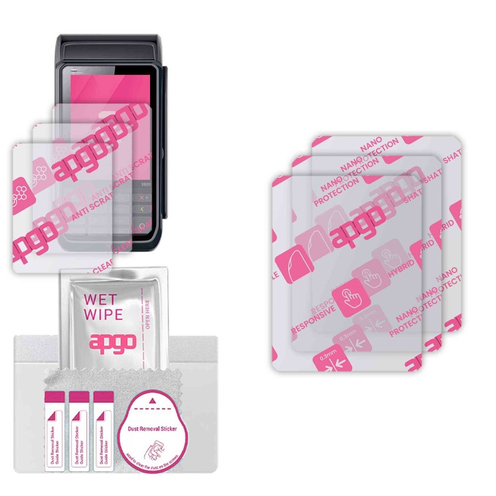 3x apgo Ultra-Clear Hybrid sticla protectoare compatibila cu Pax S920, sticla nano flexibila, inlocuire excelenta pentru sticla temperata, rezistenta la zgarieturi