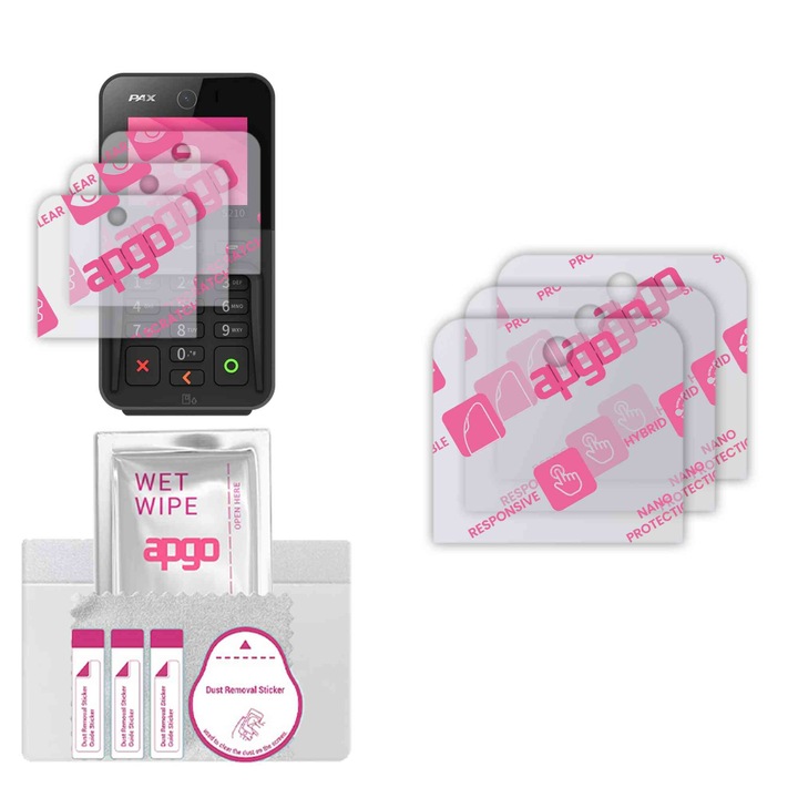 3x apgo Ultra-Clear Hybrid sticla protectoare compatibila cu Pax S210, sticla nano flexibila, inlocuire excelenta pentru sticla temperata, rezistenta la zgarieturi