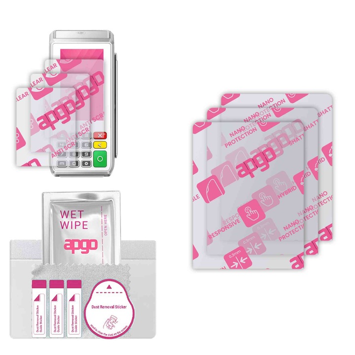 3x apgo Ultra-Clear Hybrid sticla protectoare compatibila cu Pax Q80, sticla nano flexibila, inlocuire excelenta pentru sticla temperata, rezistenta la zgarieturi