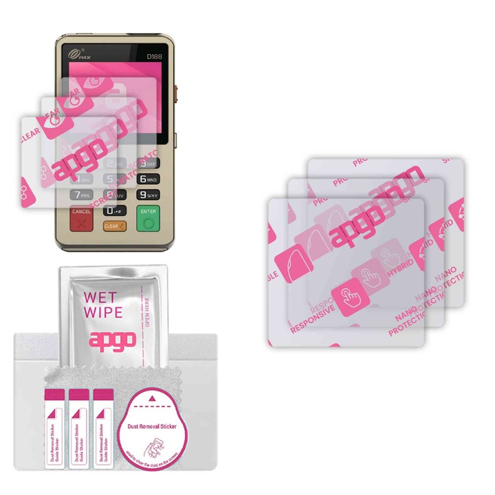 3x apgo Ultra-Clear Hybrid sticla protectoare compatibila cu Pax D188, sticla nano flexibila, inlocuire excelenta pentru sticla temperata, rezistenta la zgarieturi