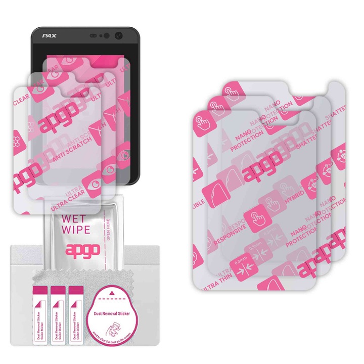 3x apgo Ultra-Clear Hybrid sticla protectoare compatibila cu Pax IM25 Flush Kiosk, sticla nano flexibila, inlocuire excelenta pentru sticla temperata, rezistenta la zgarieturi