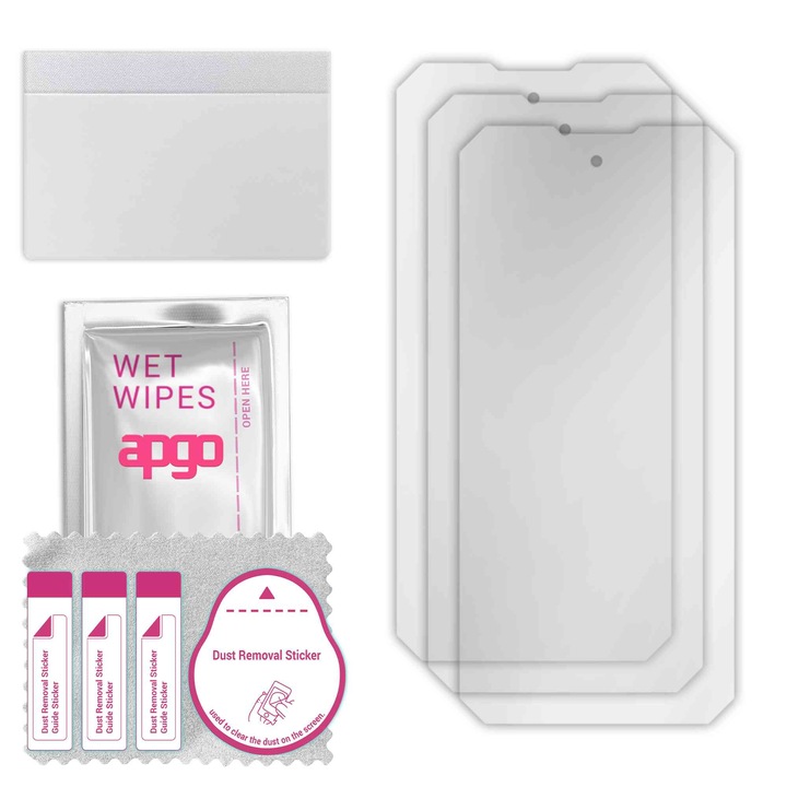 3x apgo протектор за екран за Oukitel WP100 Titan – цял дисплей, гланцов, хидрогел, пълно лепене, 5D