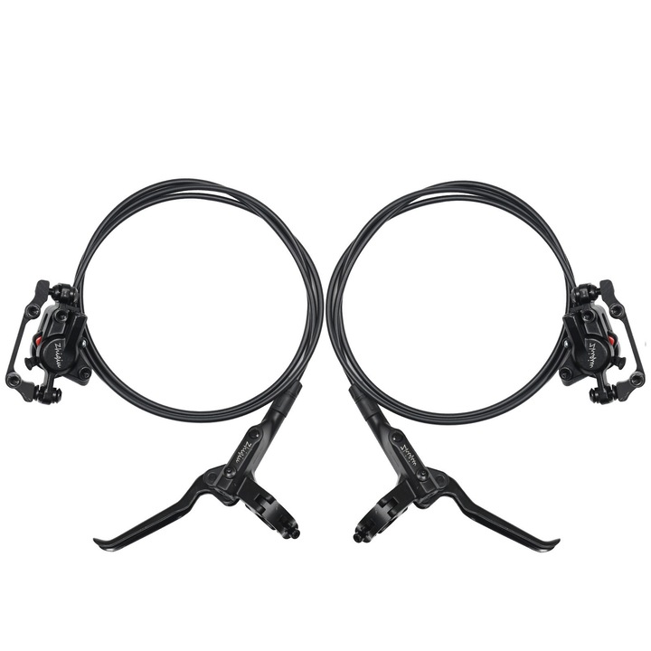 Комплект дискови спирачки Shimano Alivio M510, Noonedibs, 2-бутален апарат, лост с 2 пръста, хидравлични, за планинско колоездене, дължина на маркуча 800 мм, жило на задната спирачка 1400 мм, минерално масло, черни