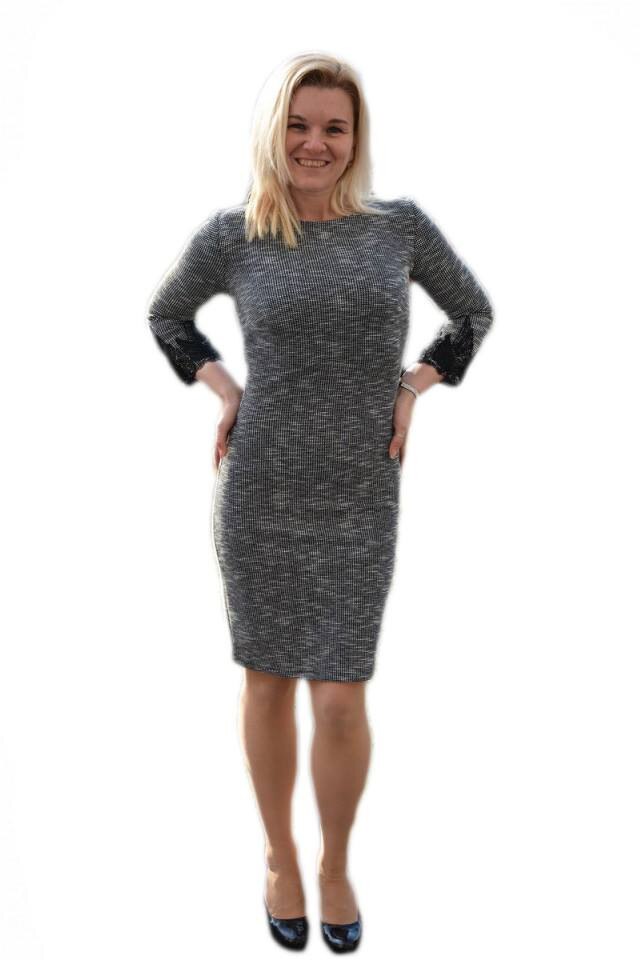 Rochie feminina, rafinata cu insertii de dantela,D&J Exclusive, Gri