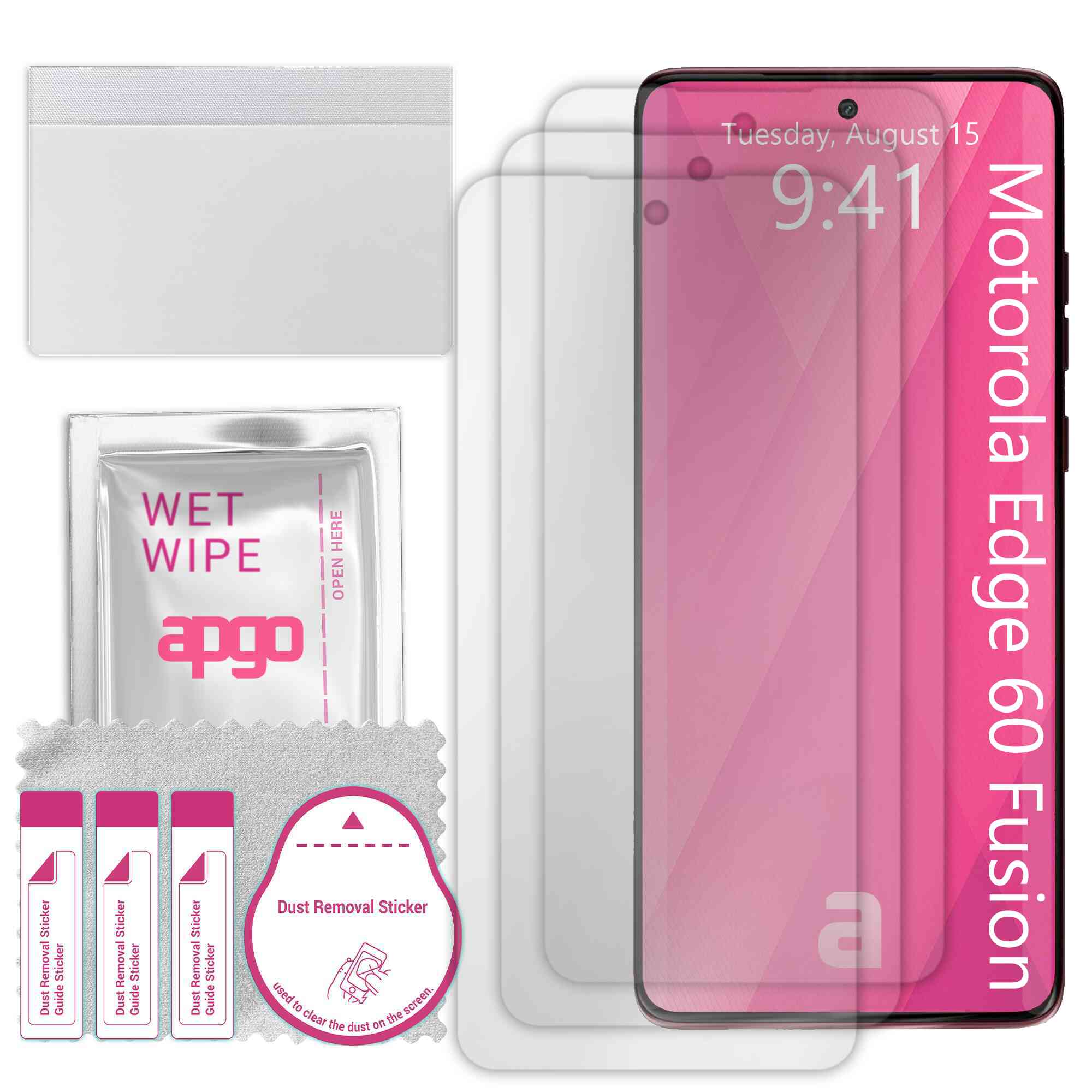 3x folie de protectie apgo pentru Motorola Edge 60 Fusion – afisare completa, lucioasa, hidrogel, full glue, 5D