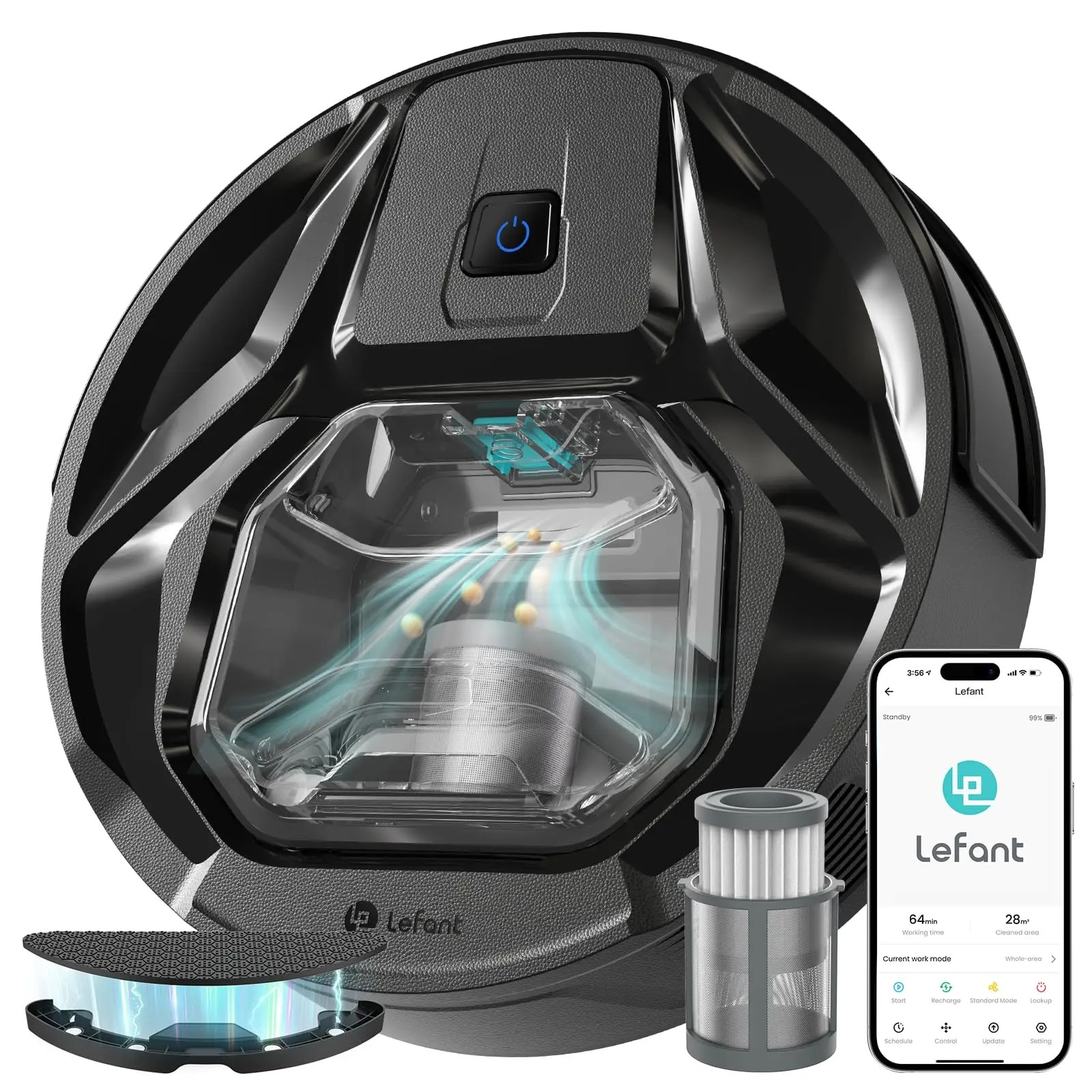 Aspirator robot M320, 6000Pa, 800ml, 210 minute autonomie, negru