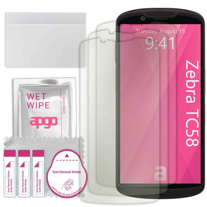 3x MATT apgo képernyővédő fólia Zebra TC58-hoz – öntapadós, teljes kijelzőre kiterjedő, hidrogel, karcálló, teljes ragasztóval, 5D