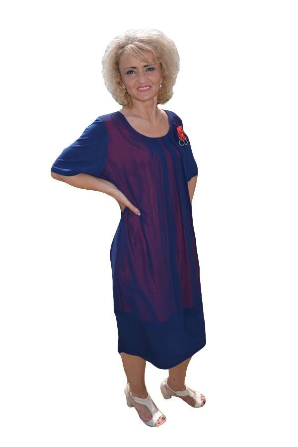 Rochie de dama cu captuseala,masura mare,D&J Exclusive, Bleumarin/Rosu