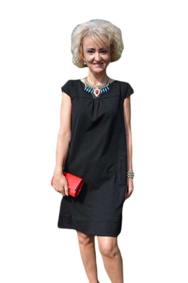 Rochie de toamna, model casual usor evazat,D&J Exclusive, Negru