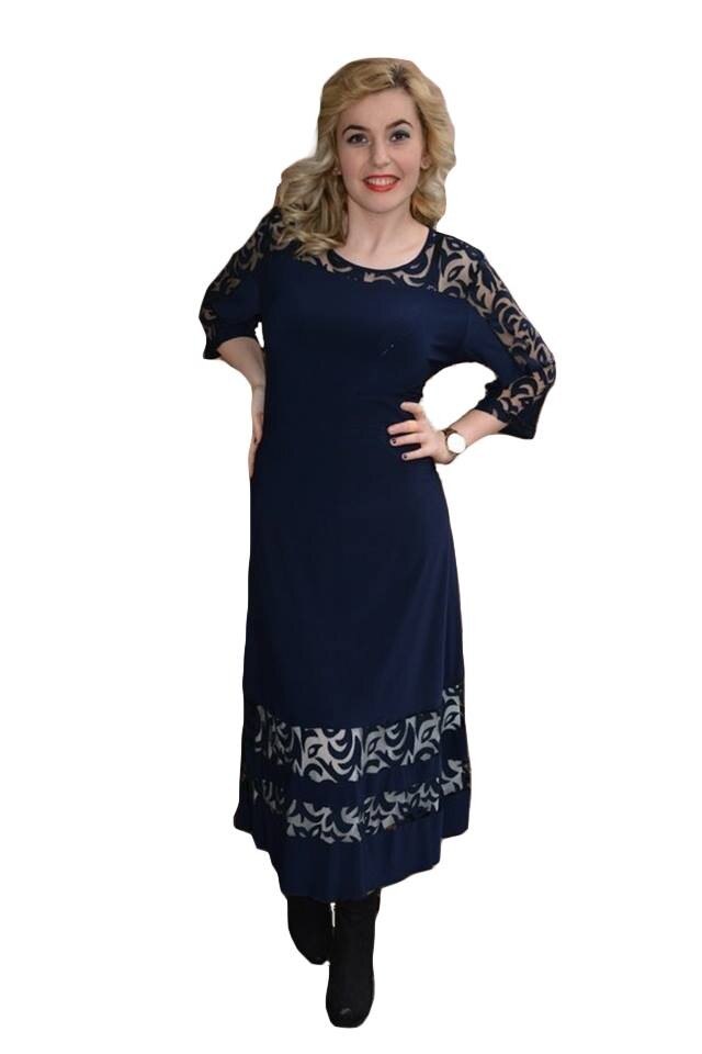 Rochie rafinata cu dantela si captuseala,D&J Exclusive, Albastru marin