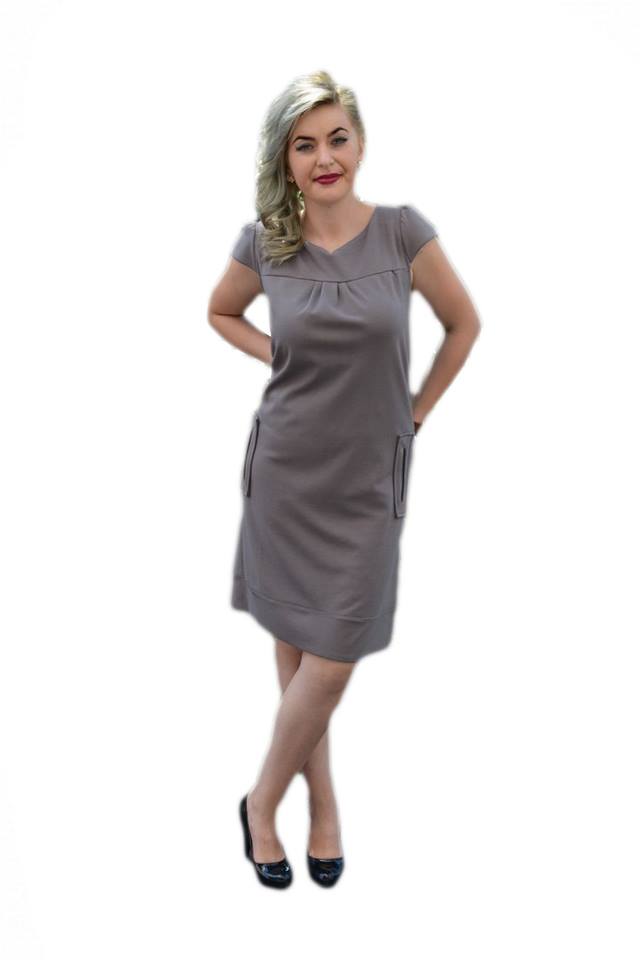 Rochie cu maneci scurte,de birou,D&J Exclusive, Gri