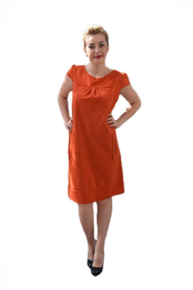 Rochie cu maneci scurte,de birou,D&J Exclusive, Portocaliu