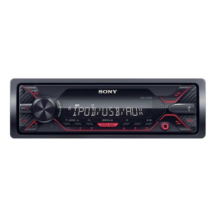Sony DSXA210UI autórádió, MP3 lejátszó, 4 x 55 W, USB, AUX, Piros